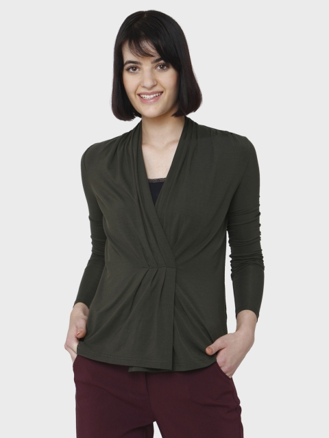 Vero Moda Women Olive Green Solid Top