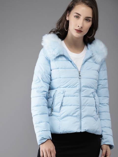 Moda Rapido Women Blue Solid Puffer Jacket