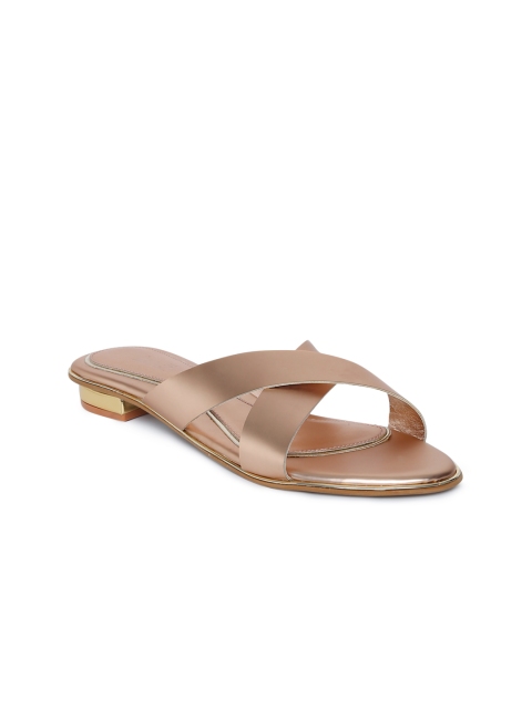 Inc 5 Women Rose Gold-Toned Open Toe Flats
