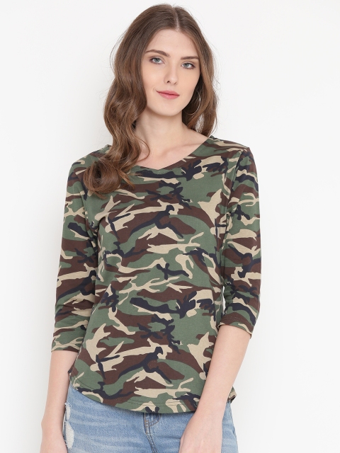 Olive Green/Army Print Camo Print Top