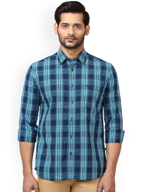 Parx Men Blue Slim Fit Checked Casual Shirt