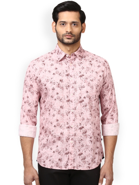 Parx Men Pink Slim Fit Printed Casual Shirt