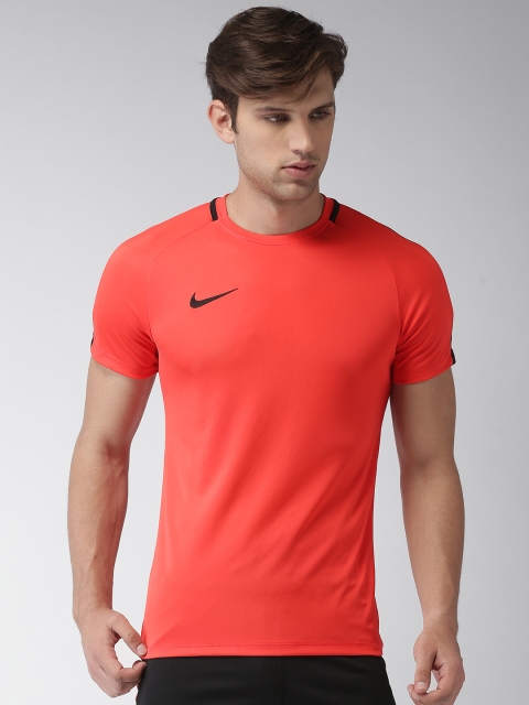 Nike Men Coral Red Solid AS M NK DRY ACDMY Tshirt