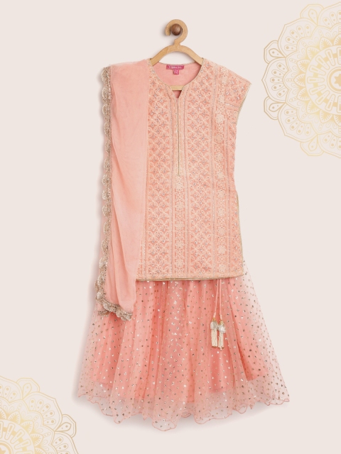 Biba Girls Peach-Coloured & Golden Embroidered Kurta with Embellished Skirt & Dupatta
Biba Girls Peach-Coloured & Golden Embroidered Kurta with Embellished Skirt & Dupatta
