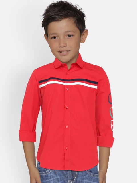 United Colors of Benetton Boys Red Regular Fit Solid Casual Shirt