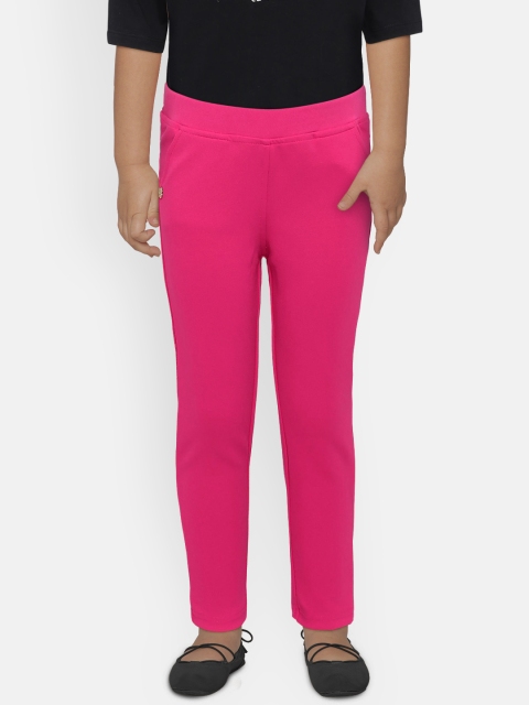 Peppermint Girls Pink Solid Jeggings
