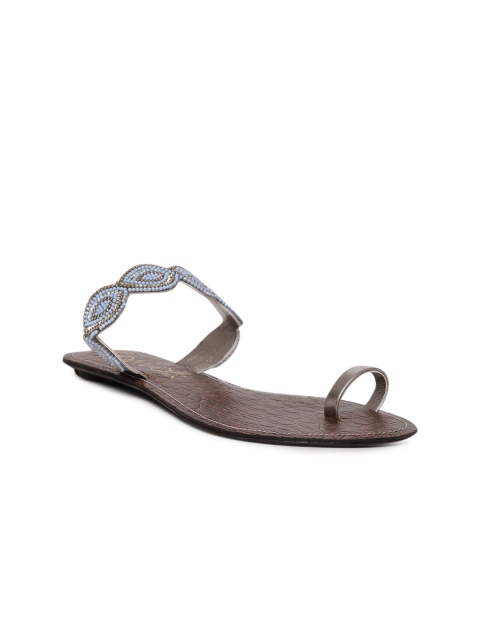 Catwalk Women Grey Solid Synthetic One Toe Flats