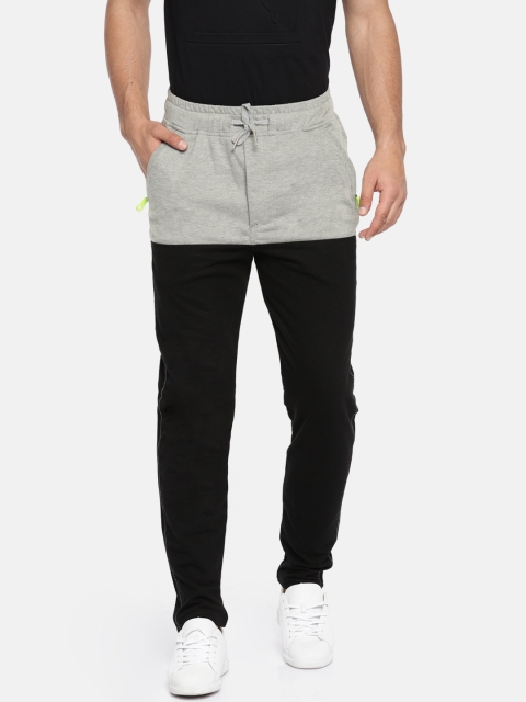 Sports52 wear Men Grey & Black Colourblocked Track Pants