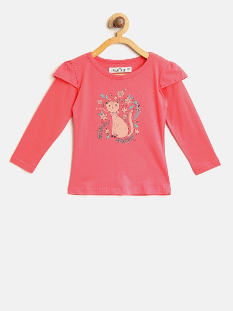 Palm Tree Girls Pink Printed Top