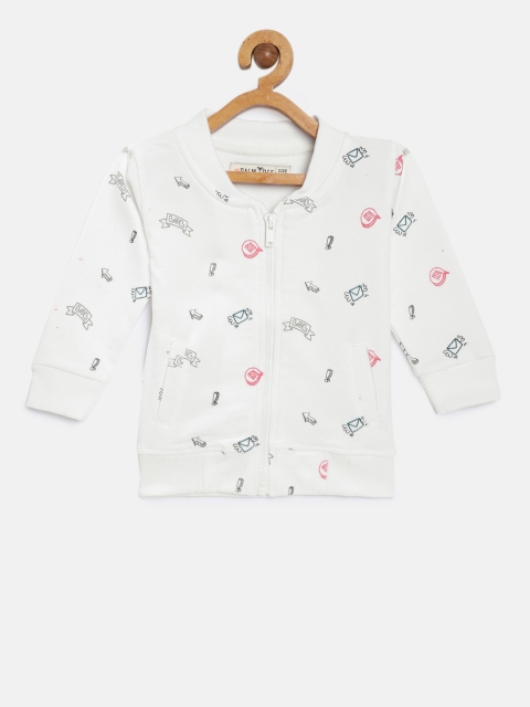 Gini and Jony Girls White Printed Jacket