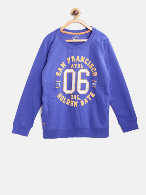 Palm Tree Boys Blue Printed Sweatshirt