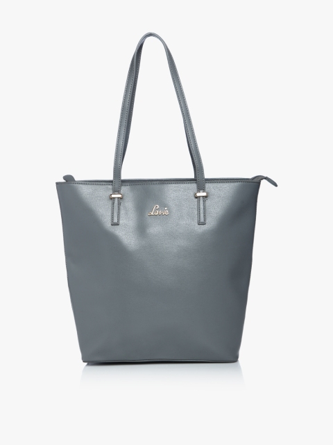 Lavie Grey Solid Tote Bag