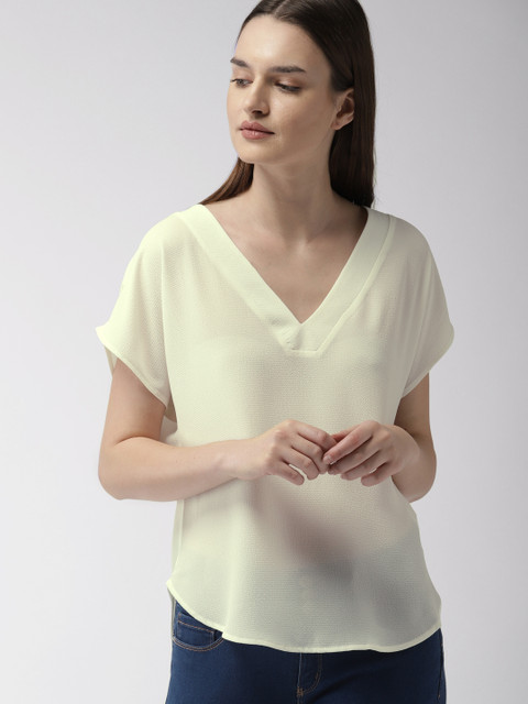 FOREVER 21 Women Off-White Semi-Sheer Solid Top
FOREVER 21 Women Off-White Semi-Sheer Solid Top