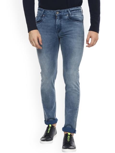 Mufti Men Blue Straight Fit Mid-Rise Clean Look Stretchable Jeans