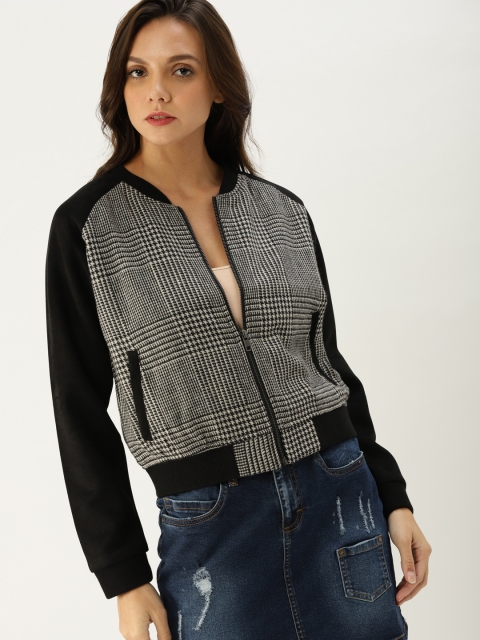Ms.Taken Women Black Self Design Bomber