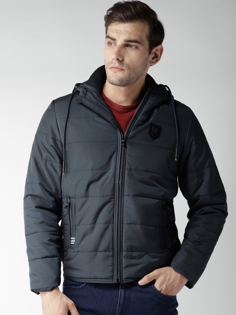 Fort Collins Men Navy Blue Solid Padded Jacket