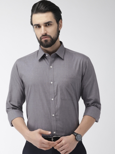 Raymond Men Black & White Slim Fit Solid Formal Shirt