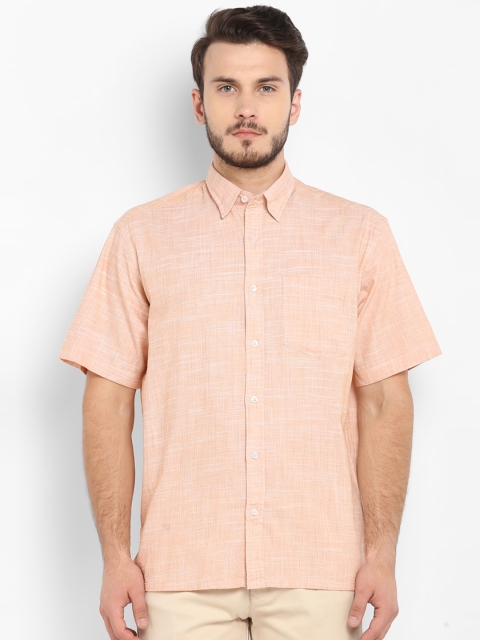 ColorPlus Men Orange Regular Fit Checked Casual Shirt