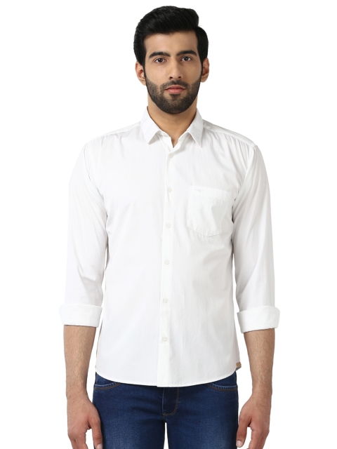Park Avenue Men White Slim Fit Solid Casual Shirt