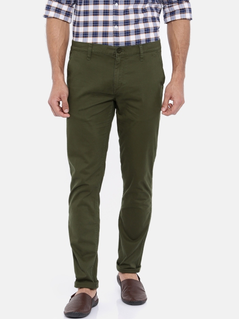 Lee Men Olive Green Bruce Skinny Fit Solid Chinos
