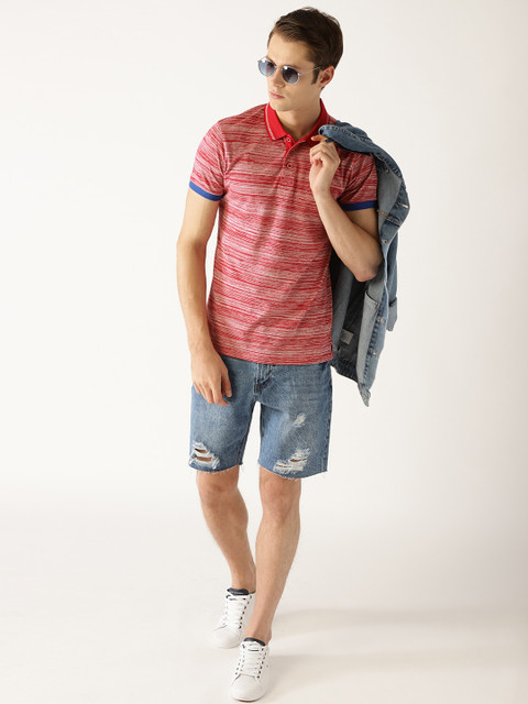 United Colors of Benetton Men Red Striped Polo Collar T-shirt 
United Colors of Benetton Men Red Striped Polo Collar T-shirt