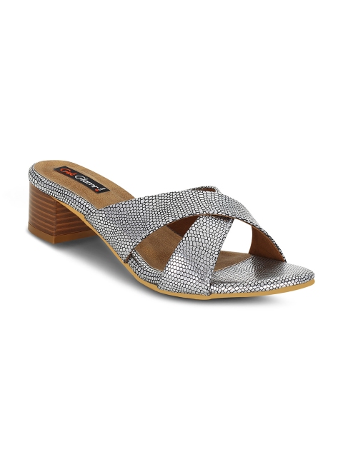 Get Glamr Women Silver-Toned Printed Heels
