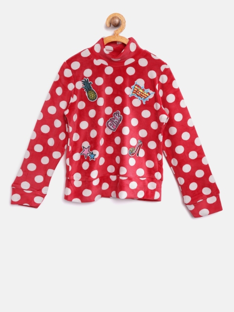 Tiny Girl Red & White Polka Print Top