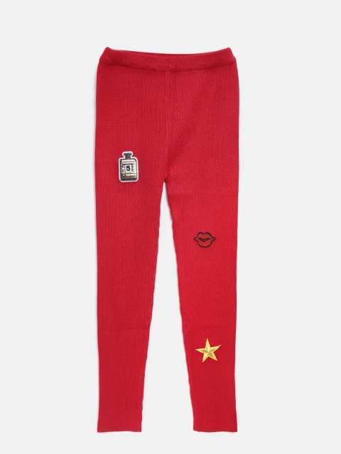 Tiny Girl Red Leggings with Applique Detail