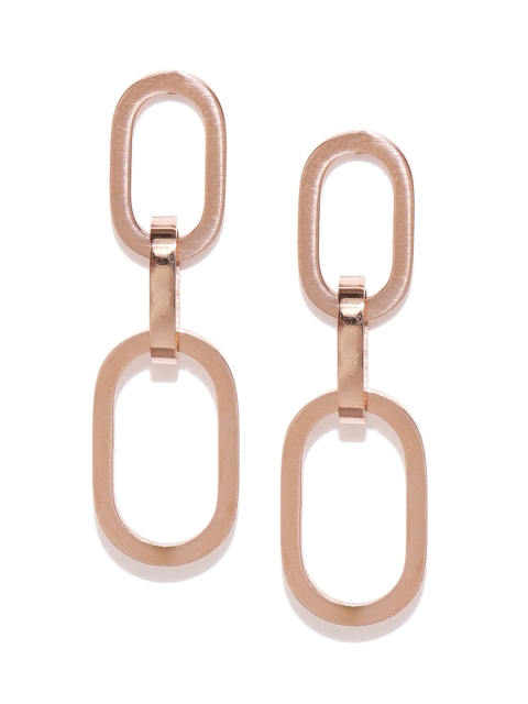 E2O Rose Gold-Toned Interlinked Oval Drop Earrings