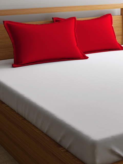 Portico New York Set of 2 Red Solid Cotton Pillow Covers