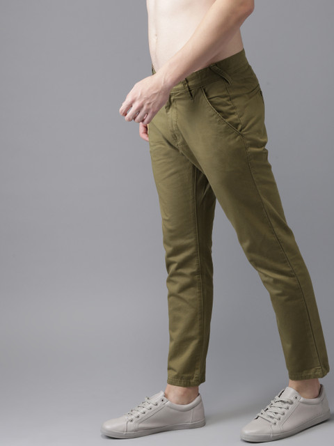 HERE&NOW Men Olive Green Slim Fit Solid Cropped Chinos
HERE&NOW Men Olive Green Slim Fit Solid Cropped Chinos