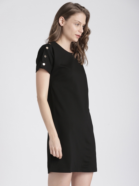 Splash Women Black Solid T-shirt Dress