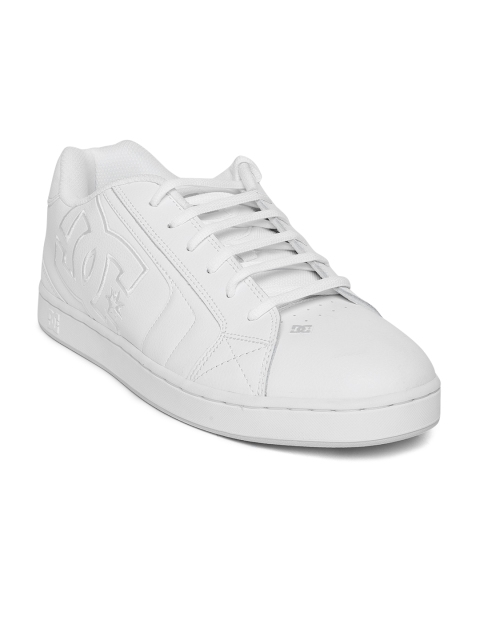 DC Men White Solid Leather Sneakers