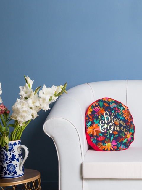 Chumbak Pink Floral Round Cushion Covers