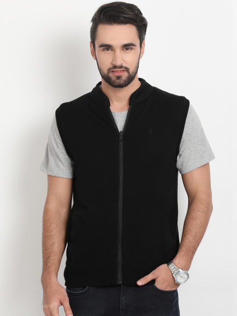 Indian Terrain Men Black Solid Front-Open