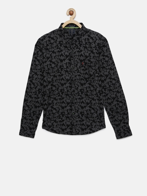 Indian Terrain Boys Black Printed Casual Shirt