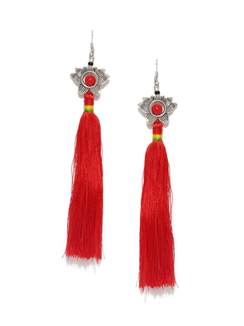 Ayesha Red Contemporary Drop Earrings