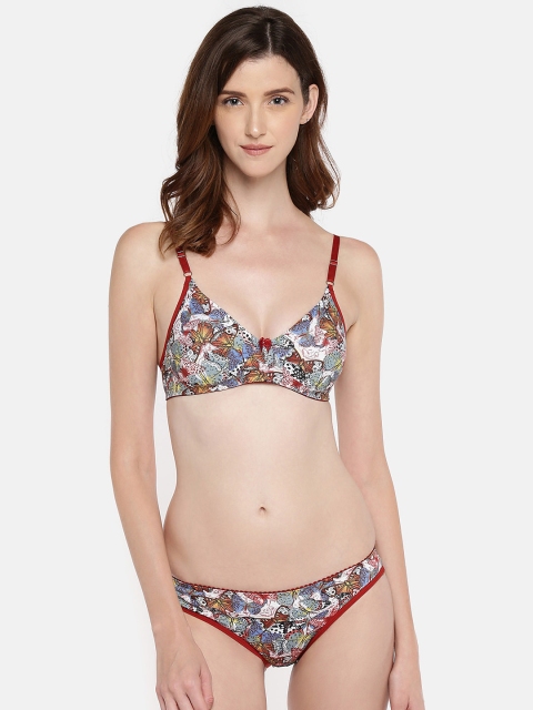 Lady Love Maroon Printed Lingerie Set LLSET4061
