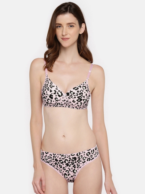 Lady Love Pink Printed Lingerie Set LLSET4094