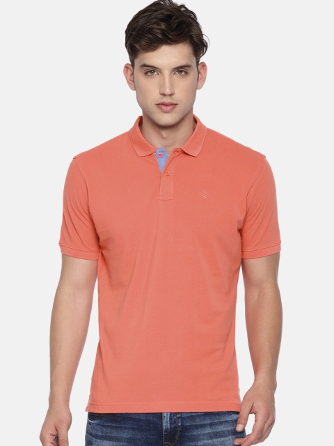 Parx Men Orange Solid Polo Collar T-shirt