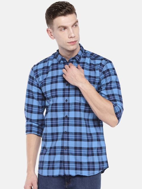 Wrangler Men Blue Regular Fit Checked Casual Shirt