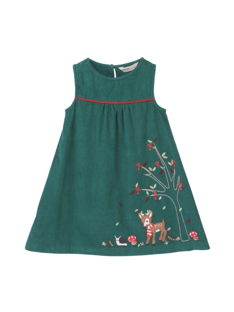 Beebay Girls Green Embellished A-Line Dress