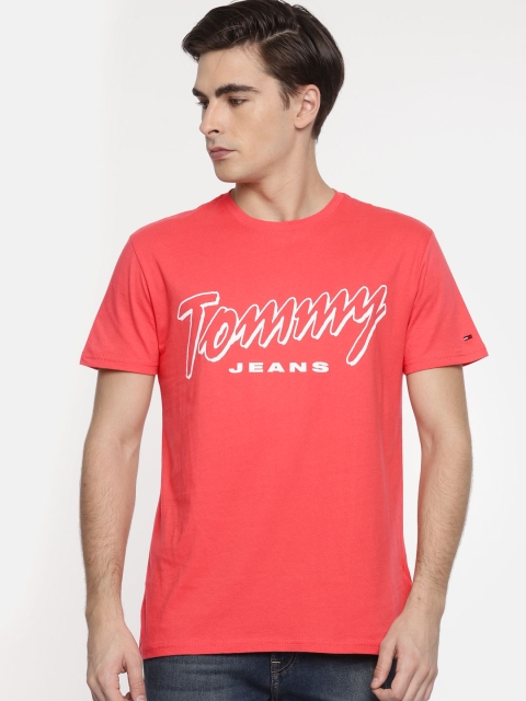 Tommy Hilfiger Men Coral Printed Round Neck T-shirt