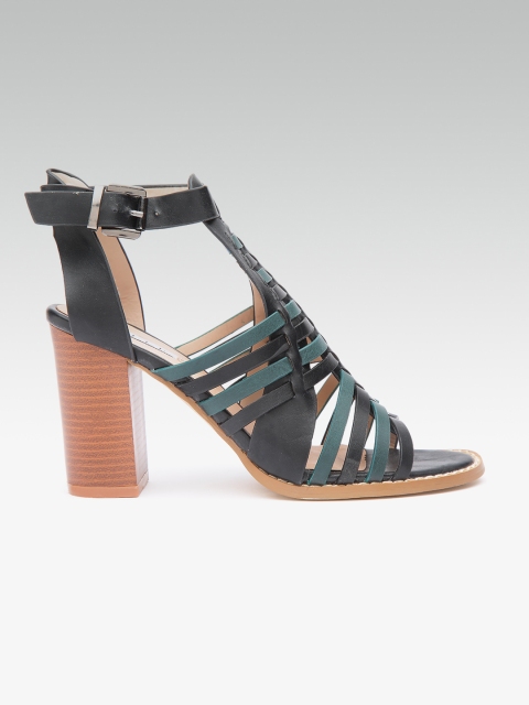 ELLE Women Black & Green Multi-Strap Gladiators