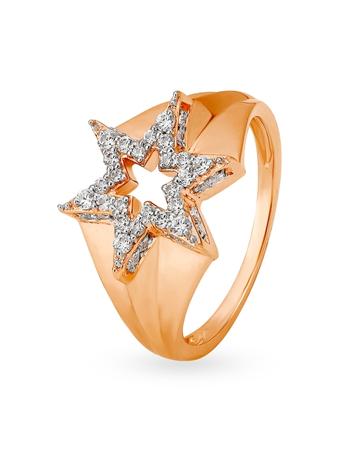 Mia by Tanishq 14-Karat Rose Gold Cubic Zirconia Finger Ring with Star Design
Mia by Tanishq 14-Karat Rose Gold Cubic Zirconia Finger Ring with Star Design