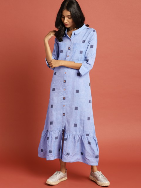 Taavi Women Blue South Cotton Woven Legacy A-Line Midi Sustainable Dress with Pockets
Taavi Women Blue South Cotton Woven Legacy A-Line Midi Sustainable Dress with Pockets