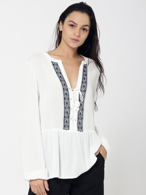 ONLY Women White Solid Top