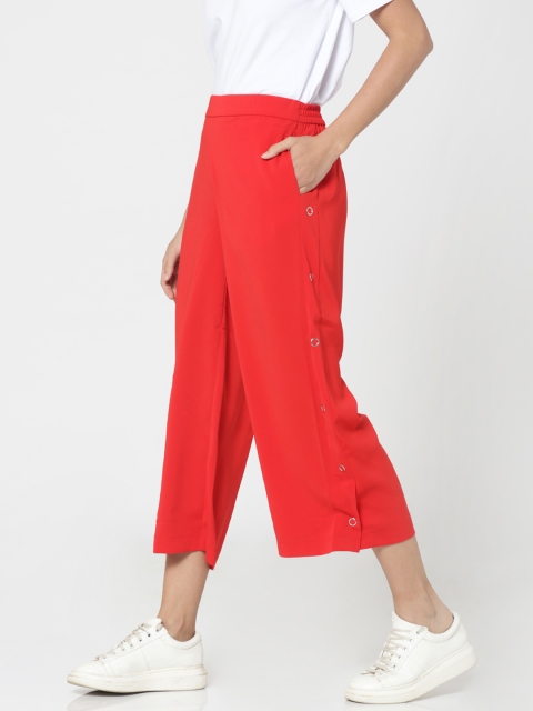 ONLY Women Red Loose Fit Solid Culottes