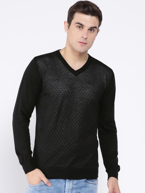 V Dot Men Black Printed Pullover