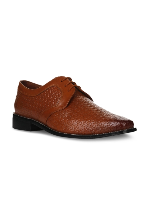 Fortune by Liberty Men Tan Brown Woven Design Leather Formal Derbys